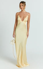 Quincy Maxi Dress - Satin Slip Dress in Lemon