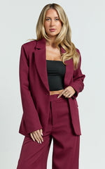 Selena Blazer - Oversized Single Breasted Blazer in Wine