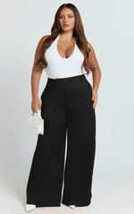Selena Pants - High Waisted Wide Leg Tailored Pants in Black