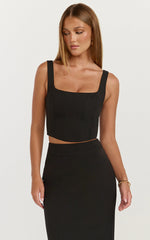 Stormi Two Piece Set - Corset Top And Maxi Skirt Set in Black
