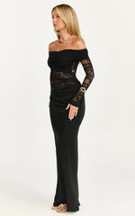 Suzanna Maxi Dress - Off Shoulder Lace Dress in Black