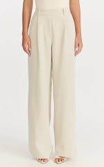 Tessa Pants - Elastic Back Pull On Tailored Pants in Beige
