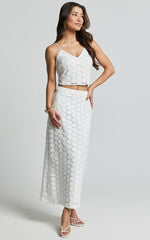 Wendy Top - Broderie Lace Cami Crop Top in White