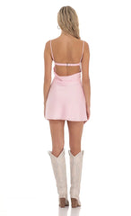 Open Back Dress in Pink