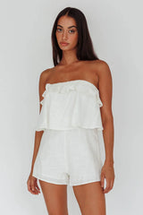 Joey Strapless Tie-Back Romper White