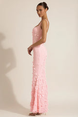 Embellished Appliqu¨¦ Soft-Scoop Corset Gown in Pink