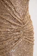 Megan | Glitter Mermaid Gold Maxi Dress