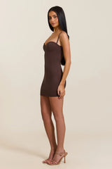 The Sculpt Mini Dress in Brown