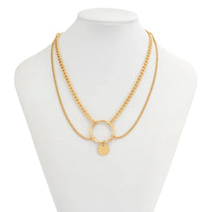Minimalist Layered Sequin Ring Charm Choker Necklace