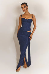 The Lexi Lace Maxi Skirt in Navy Blue