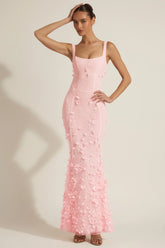 Embellished Appliqu¨¦ Soft-Scoop Corset Gown in Pink