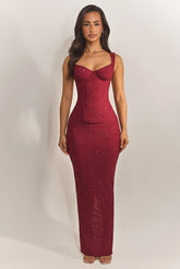 The Cinched Lace Maxi Set in Diamonte