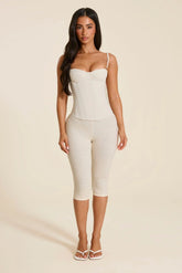 The Everly Lace Up Corset Top in Off White