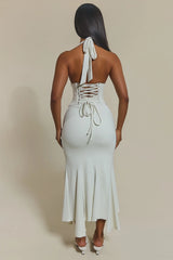 The Gisele Corset Maxi Dress in White
