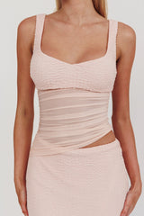 Lorely Mesh Waist Maxi Dress Baby Pink