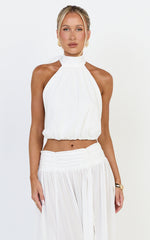 Melanie Top - Halter Neck Top in Cream