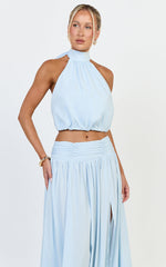 Melanie Top - Halter Neck Top in Pale Blue