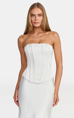 Carrie Top - Strapless Lace Up Corset Top in White