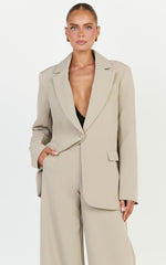 Selena Blazer - Oversized Single Breasted Blazer in Neutral