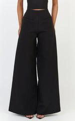 Lilo Pants - High Waisted Wide Leg Pants in Black