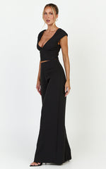 Lilo Pants - High Waisted Wide Leg Pants in Black