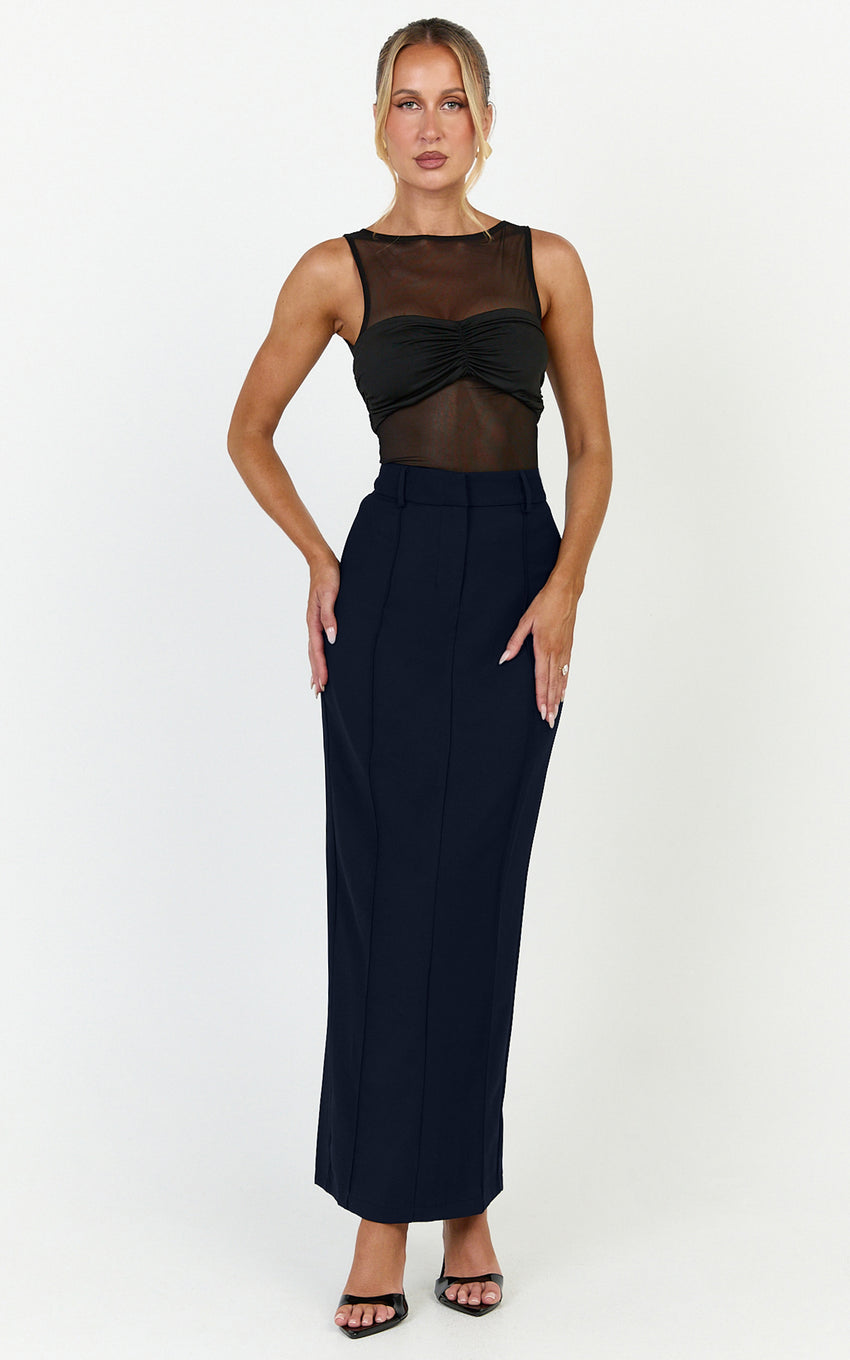 Stella Maxi Skirt - High Waisted Pencil Skirt in Navy