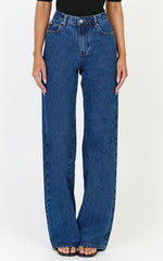 Summer Jeans - High Rise Relaxed Fit Jeans in Dark Mid Blue Wash