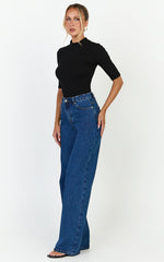 Summer Jeans - High Rise Relaxed Fit Jeans in Dark Mid Blue Wash