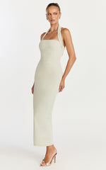 Salome Midi Dress - Halter Neck Column Dress in Sage