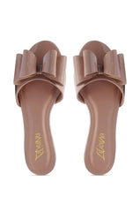 TIZZY NUDE BOW SLIP ON FLAT SANDAL