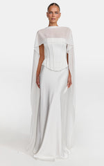 Carrie Top - Georgette Overlay Cape Top in White
