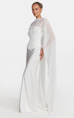 Carrie Top - Georgette Overlay Cape Top in White