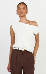 Marilou Top - Knit Off Shoulder Top in White