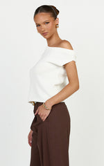Marilou Top - Knit Off Shoulder Top in White