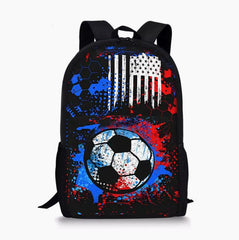 Designer backpack with a football pattern