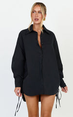 Kalpena Shirt - Ruched Side Oversized Shirt in Black