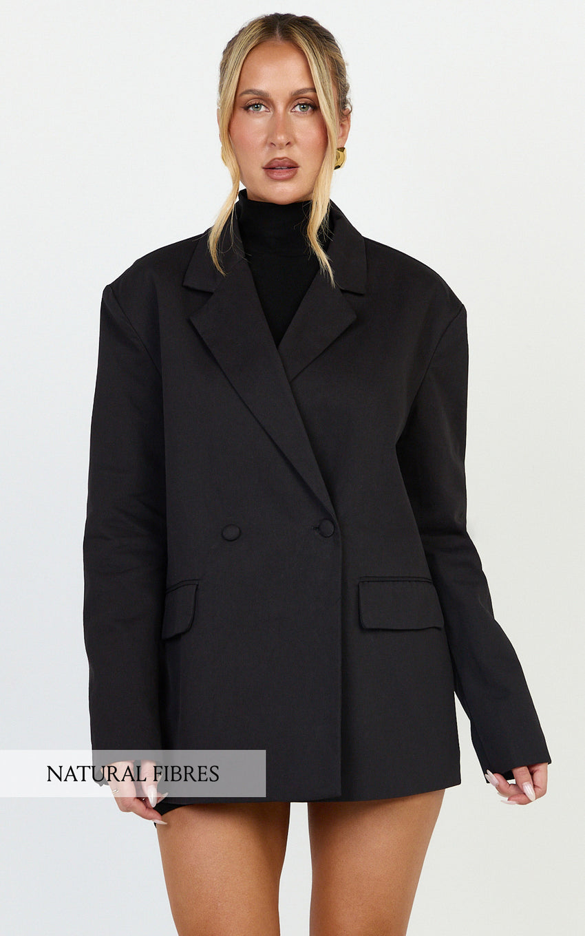Virginia Jacket - Oversized Double Breasted Blazer in Black