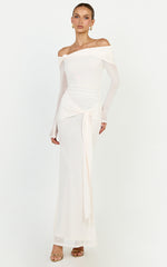 Waverly Maxi Dress - Long Sleeve Off Shoulder Dress in Cream