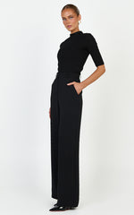 Bonnie Pants - High Waisted Tailored Wide Leg Pants in Black