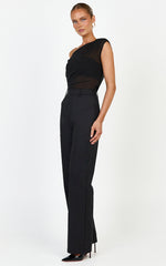 Carolyn Pants - High Waist Slim Straight Leg Tailored Pants in Black