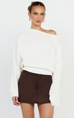 Nova Jumper - Tipped Shoulder Jumper in White