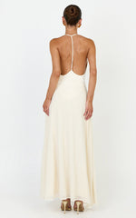Skye Midi Dress - Deep V Neck Shift Dress in Butter
