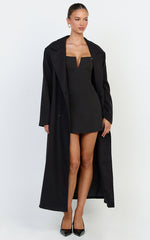 Eloise Coat - Oversized Longline Tailored Coat in Black