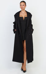 Eloise Coat - Oversized Longline Tailored Coat in Black