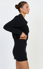 Isabel Mini Skirt - Mid Waist Knit Skirt in Black