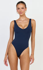 Jamie Bodysuit - V Neck Bodysuit in Navy