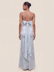 Satin Plunge-Neck Maxi Dress With Asymmetric Drop-Waist