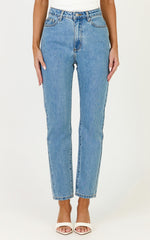 Billie Jeans - High Waisted Recycled Cotton Mom Denim Jeans in Light Mid Blue