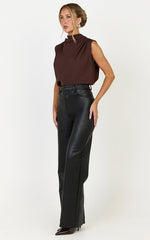 Arianae Top - High Neck Top in Brown