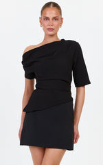Noa Top - One Shoulder Asymmetrical Top in Black